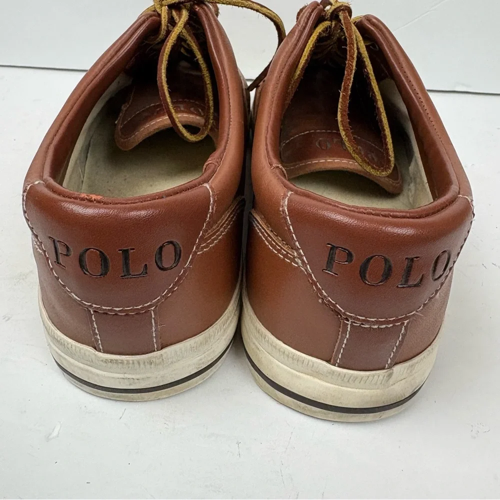 Polo Ralph Lauren Vaughn Shoes Sneakers Tan Brown Leather Lace-up Men’s size 12D